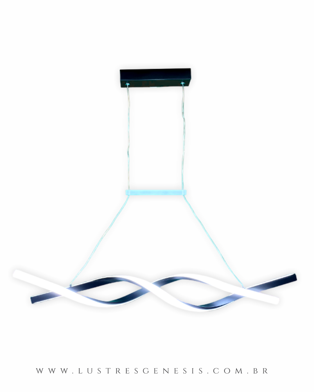 Lustre Pendente de LED Moderno Infinito Dourado instalado em uma sala de jantar moderna com mesa de madeira e cadeiras acolchoadas DCD03029  Lustres G&ecirc;nesis - o melhore site da Internet para comprar Lustre